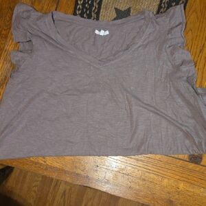 Brown Ruffle Sleeve Top